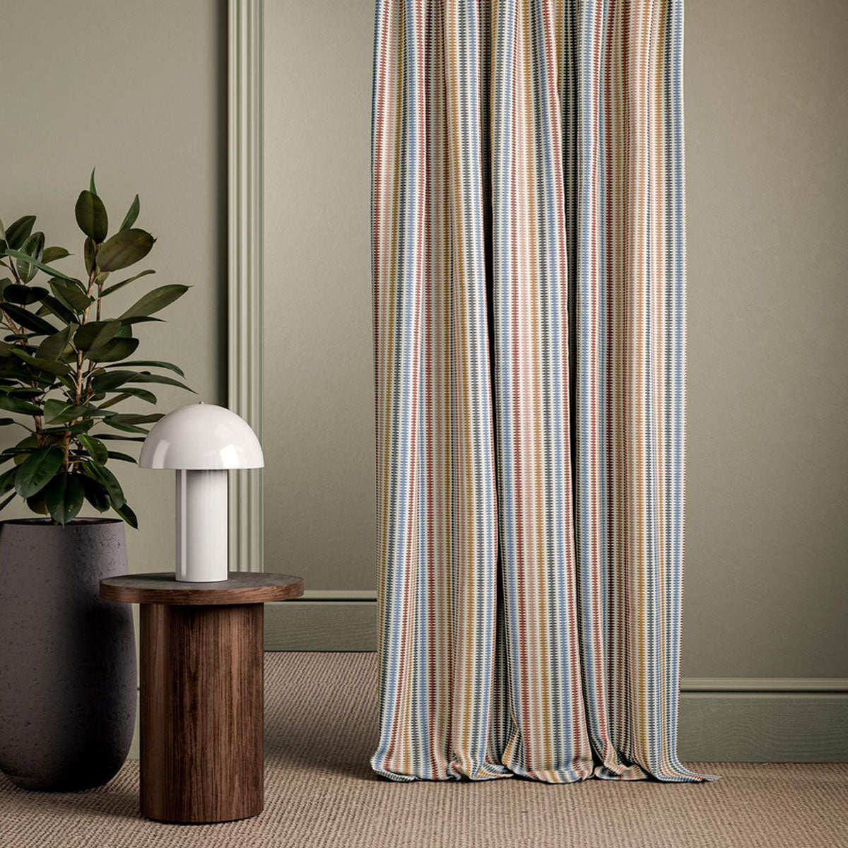 Clarke & Clarke Grove Stripe fabric – Mustard/Terracotta/Storm (3)