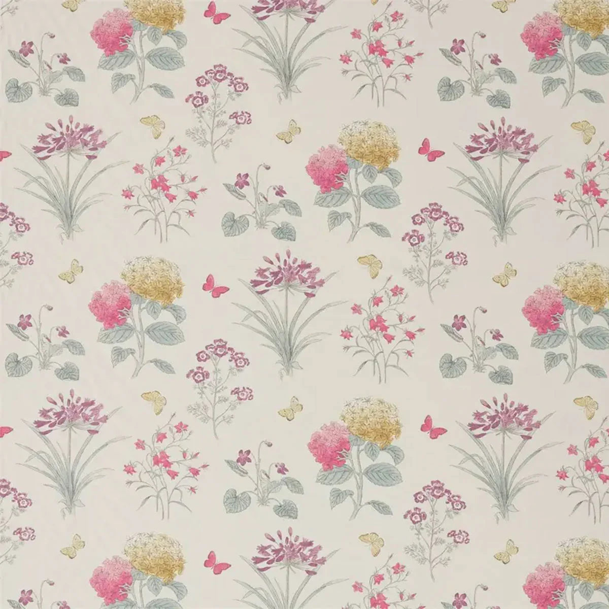 Harebells & Violets Peony/Bayleaf Fabric - Sanderson