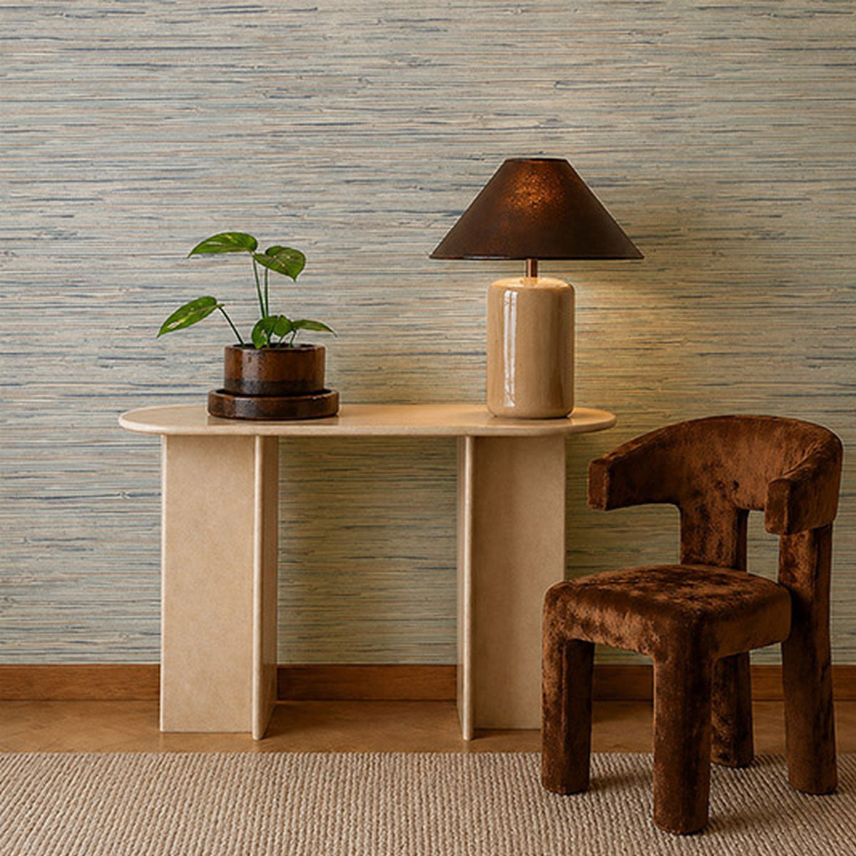 Harlequin Seri II wallpaper – Atlantic/Pebble, room setting