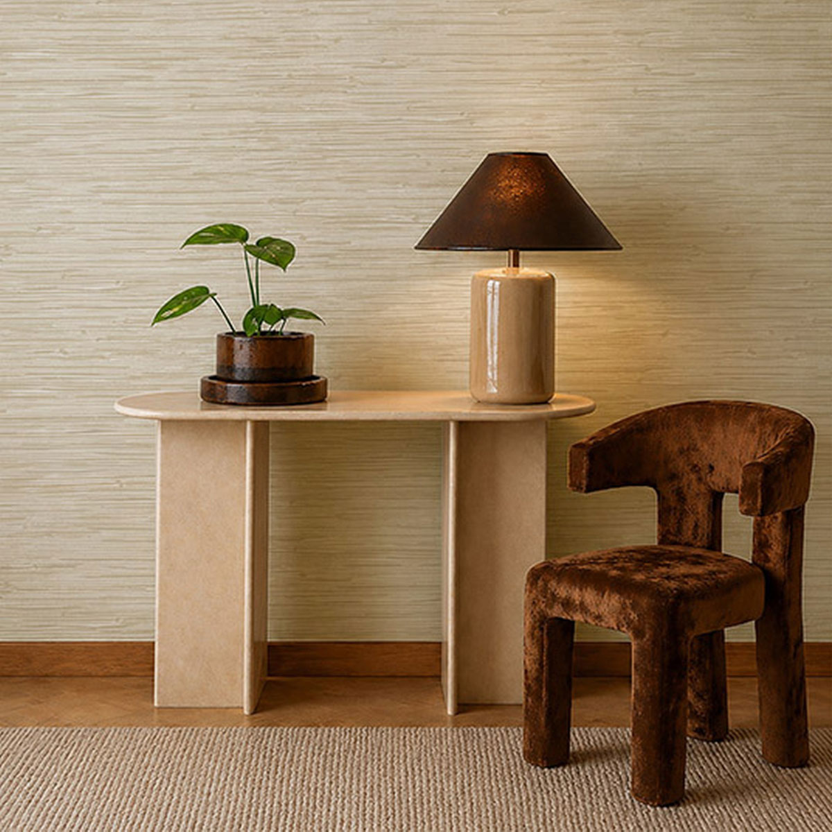 Harlequin Seri II wallpaper – Sesame/Chalk, room setting