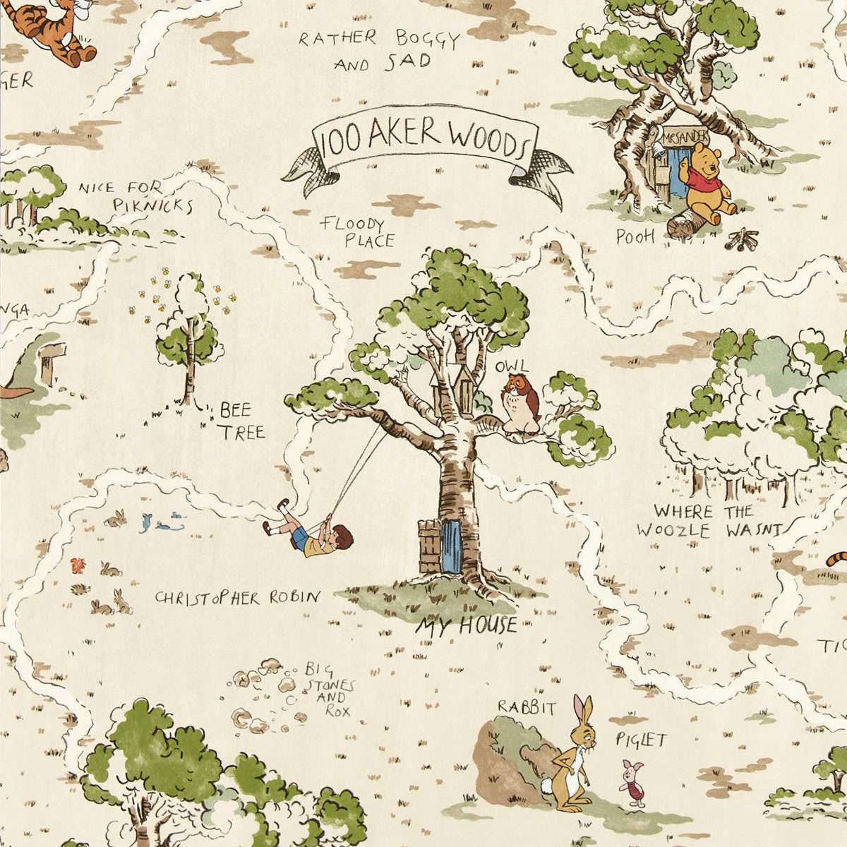 Sanderson X Disney &#39;Hundred Acre Wood - Cashew&#39; Wallpaper