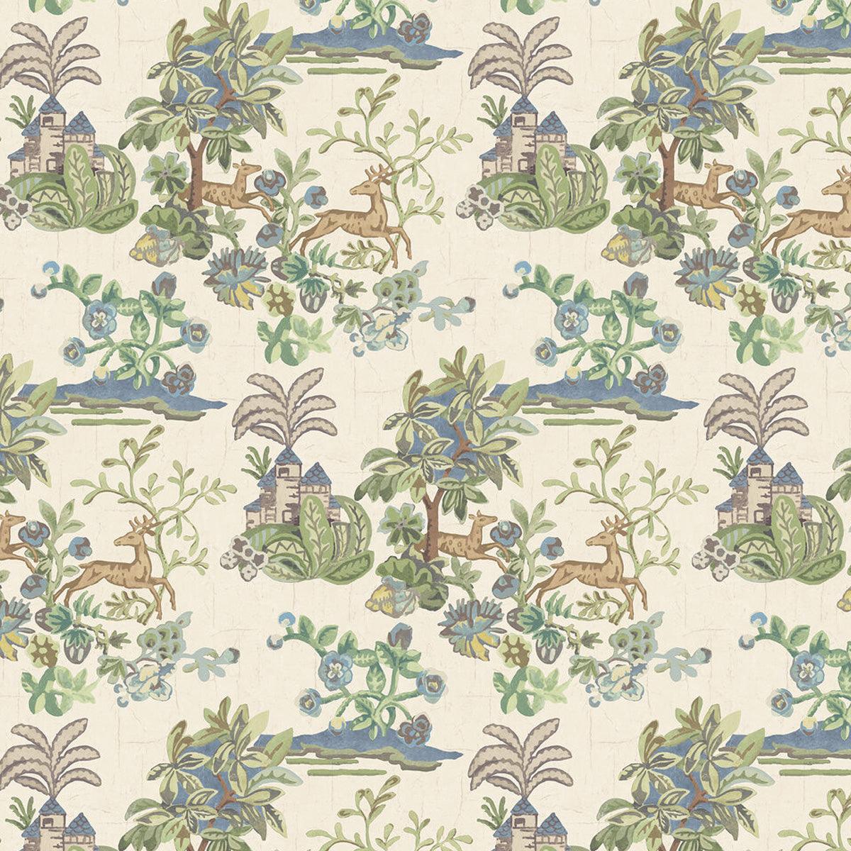 GP&amp;J Baker X Kit Kemp &#39;Knights Tale - Sage/Blue&#39; Wallpaper