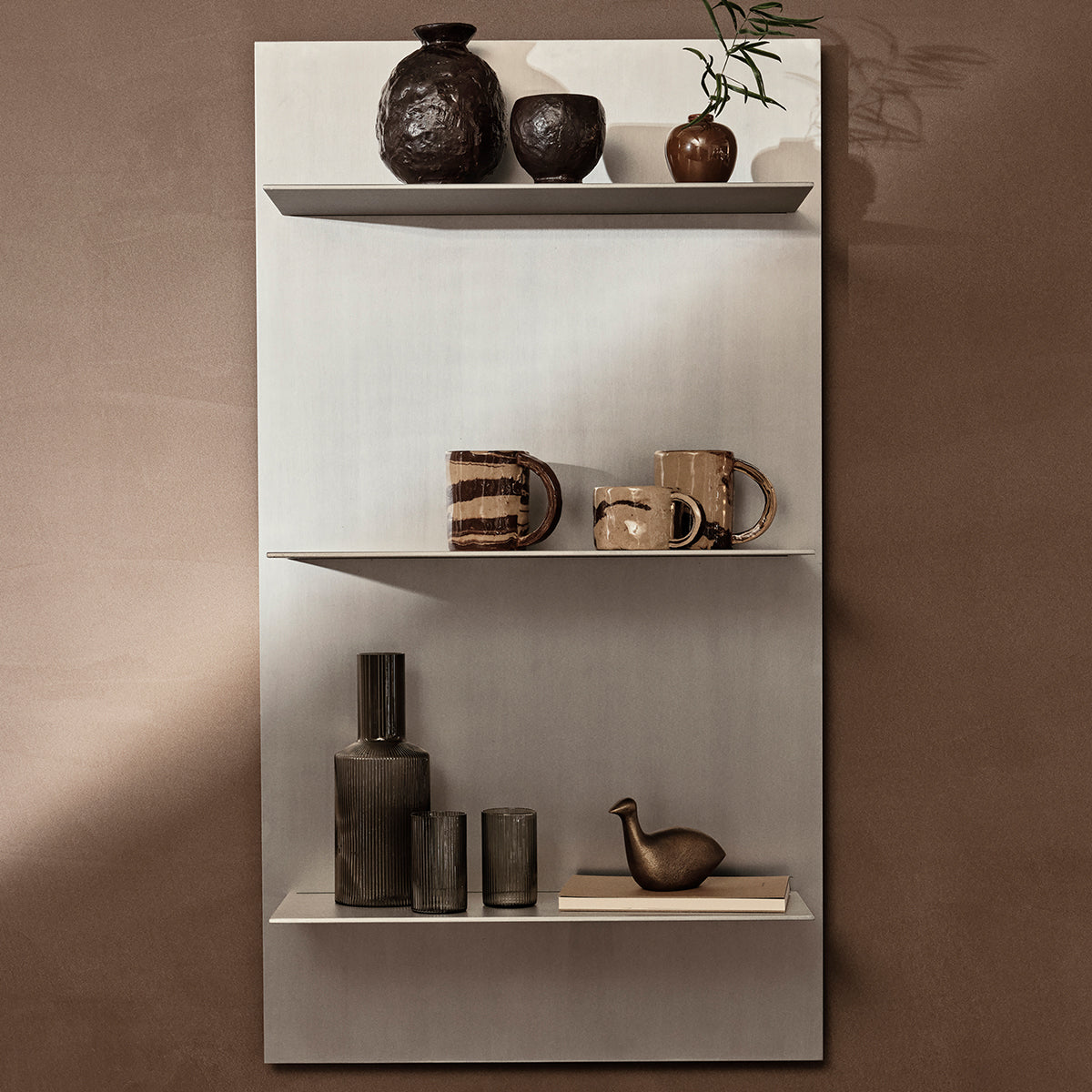 Lager Wall Shelf Triple Aluminium - ferm LIVING