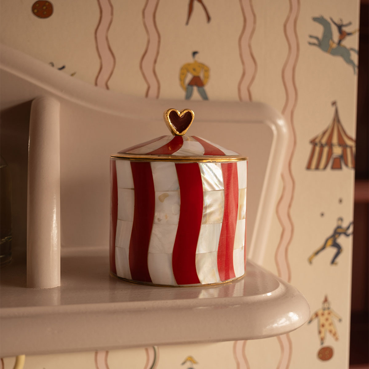 Circus Box Large by Doing Goods, round brass circus-striped trinket box (15)
