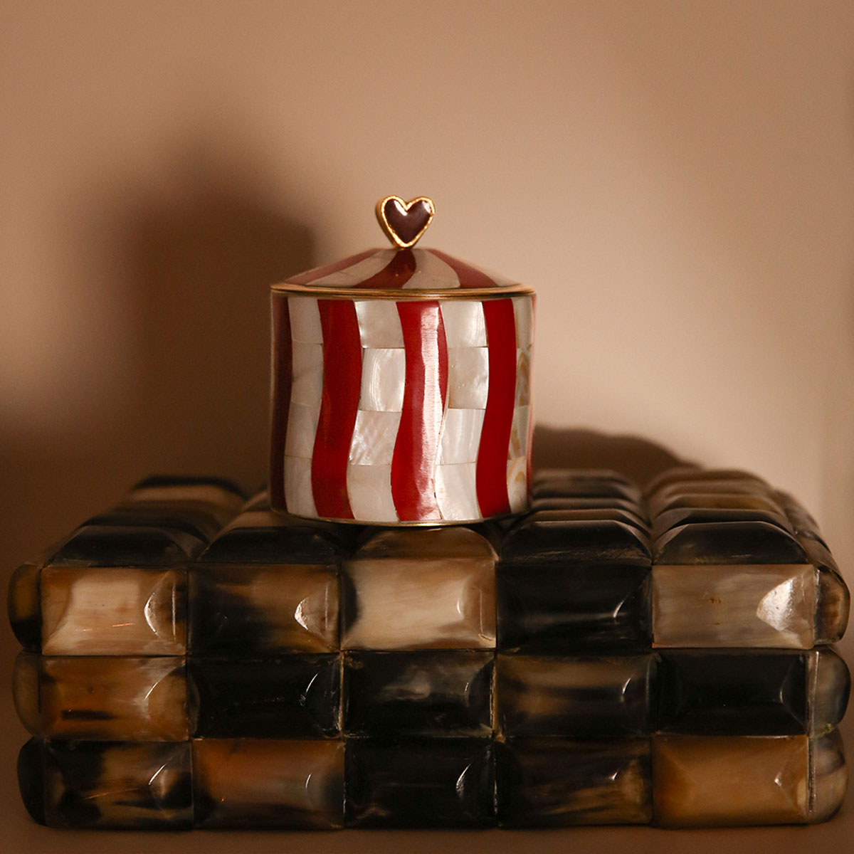 Circus Box Large by Doing Goods, round brass circus-striped trinket box (17)