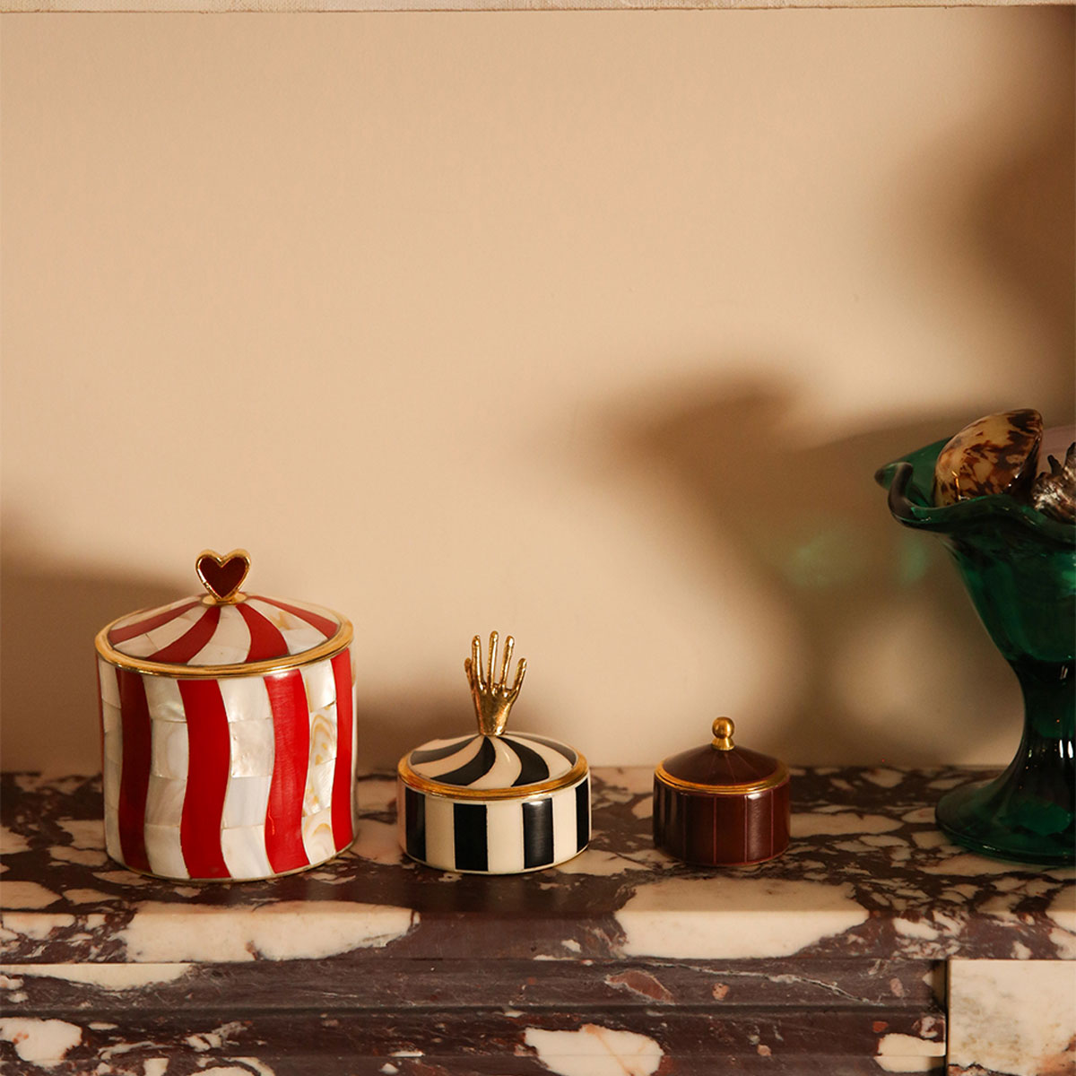 Circus Box Large by Doing Goods, round brass circus-striped trinket box (19)