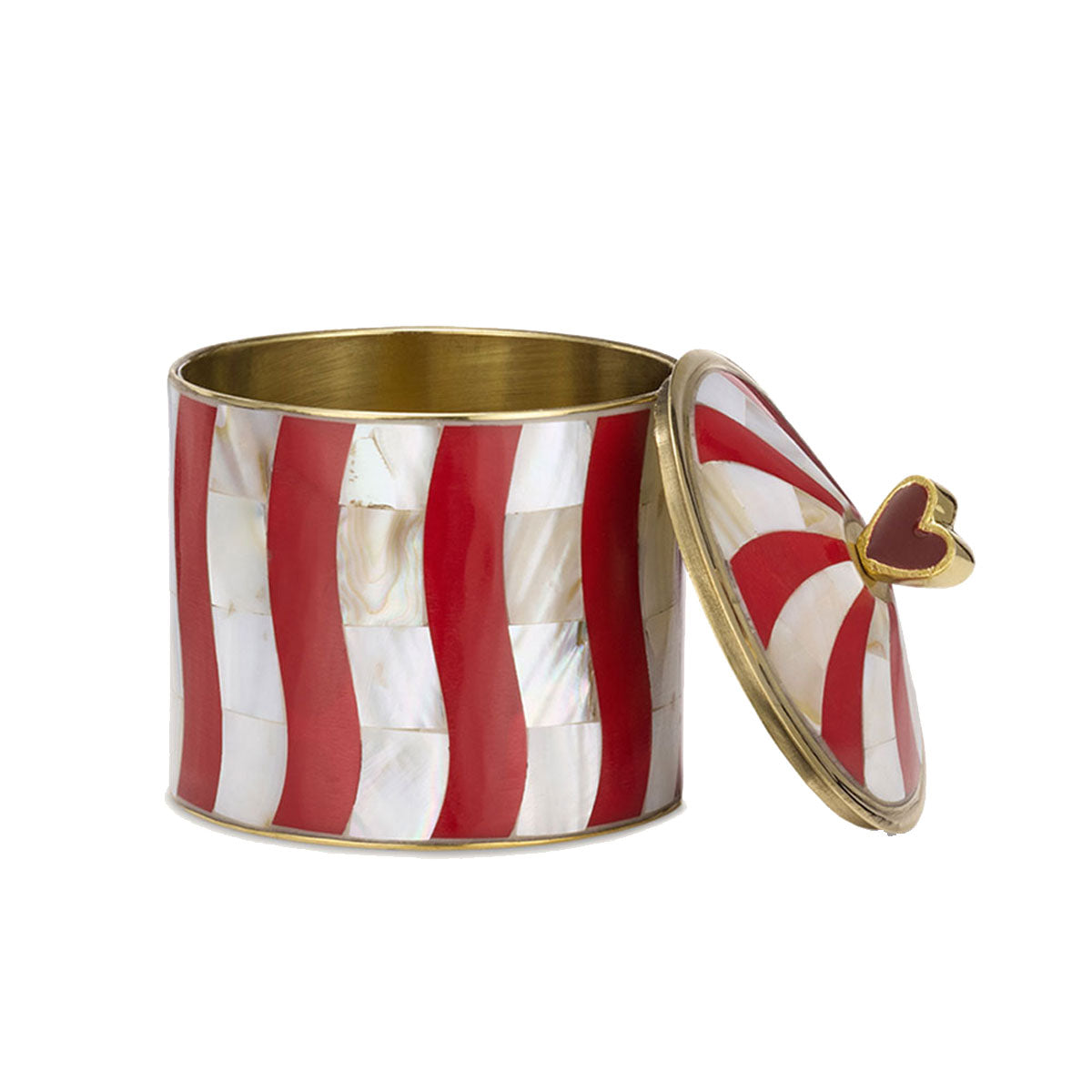 Circus Box Large by Doing Goods, round brass circus-striped trinket box (20)