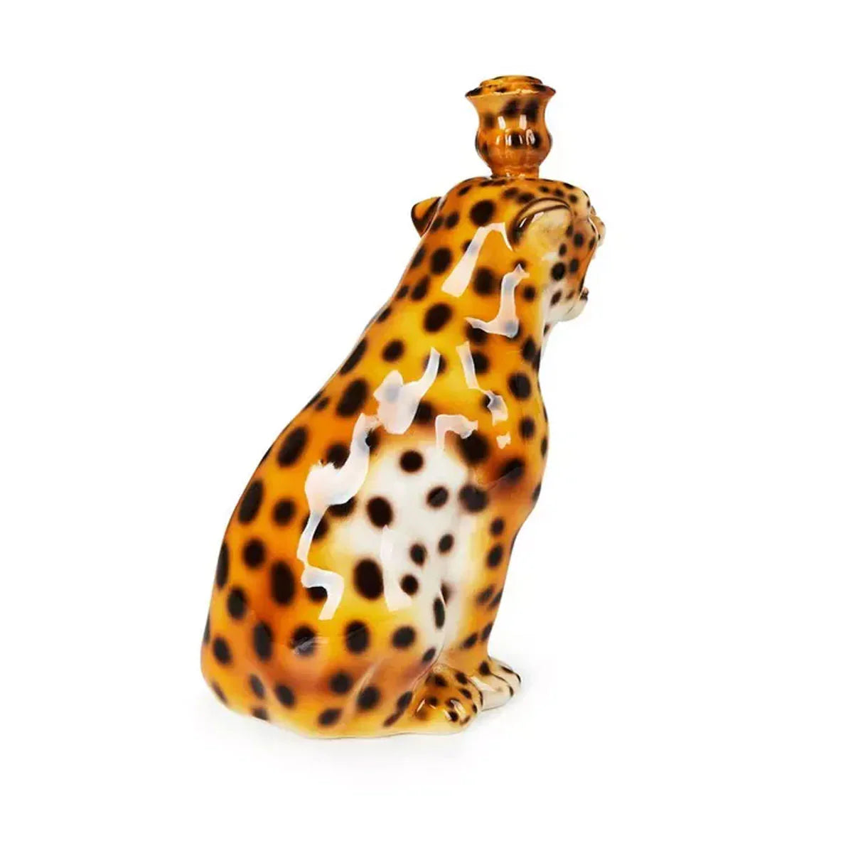 Hand Painted Ceramic Leopard Candle Holder - Les Ottomans