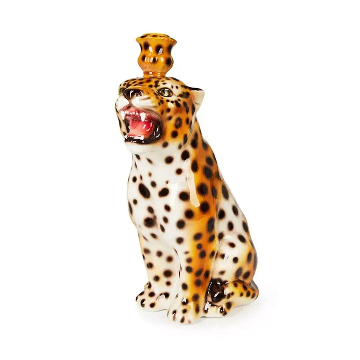 Hand Painted Ceramic Leopard Candle Holder - Les Ottomans