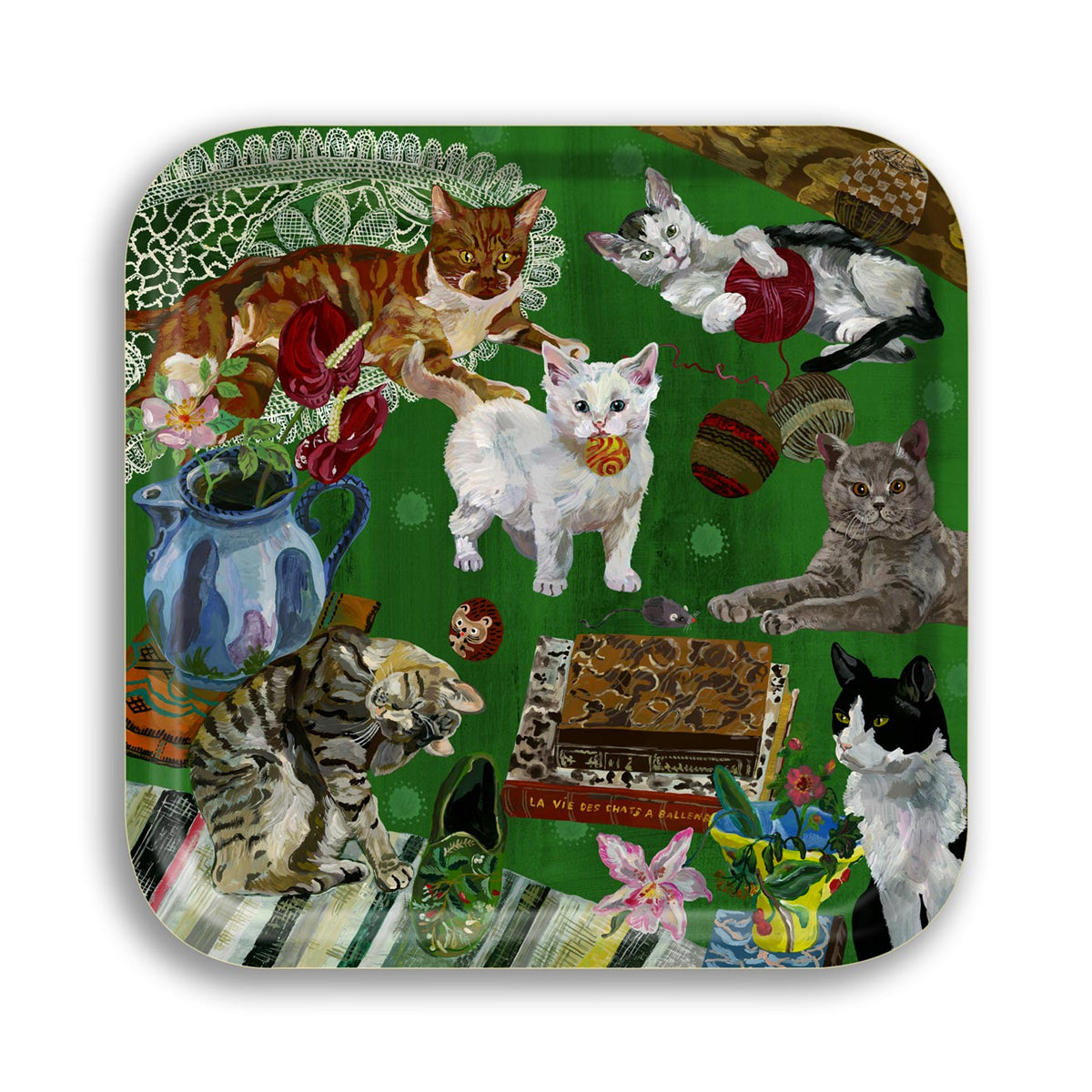 Les Chats Square Tray - Avenida Home