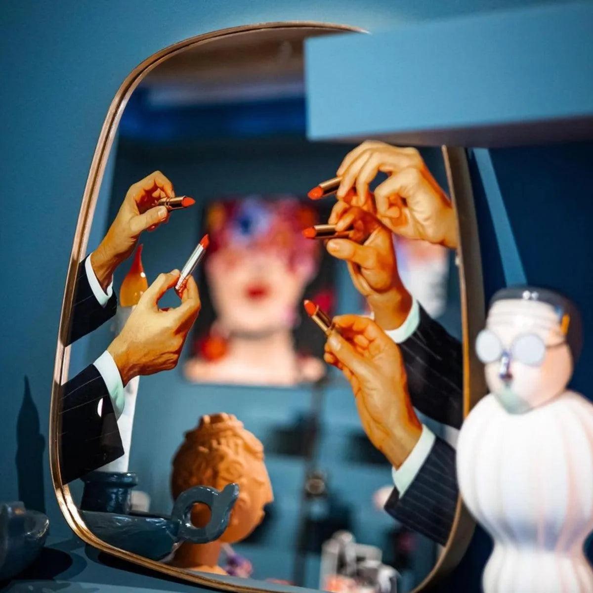 Seletti X Toiletpaper Gold Frame Lipsticks Mirror Courthouse Interiors