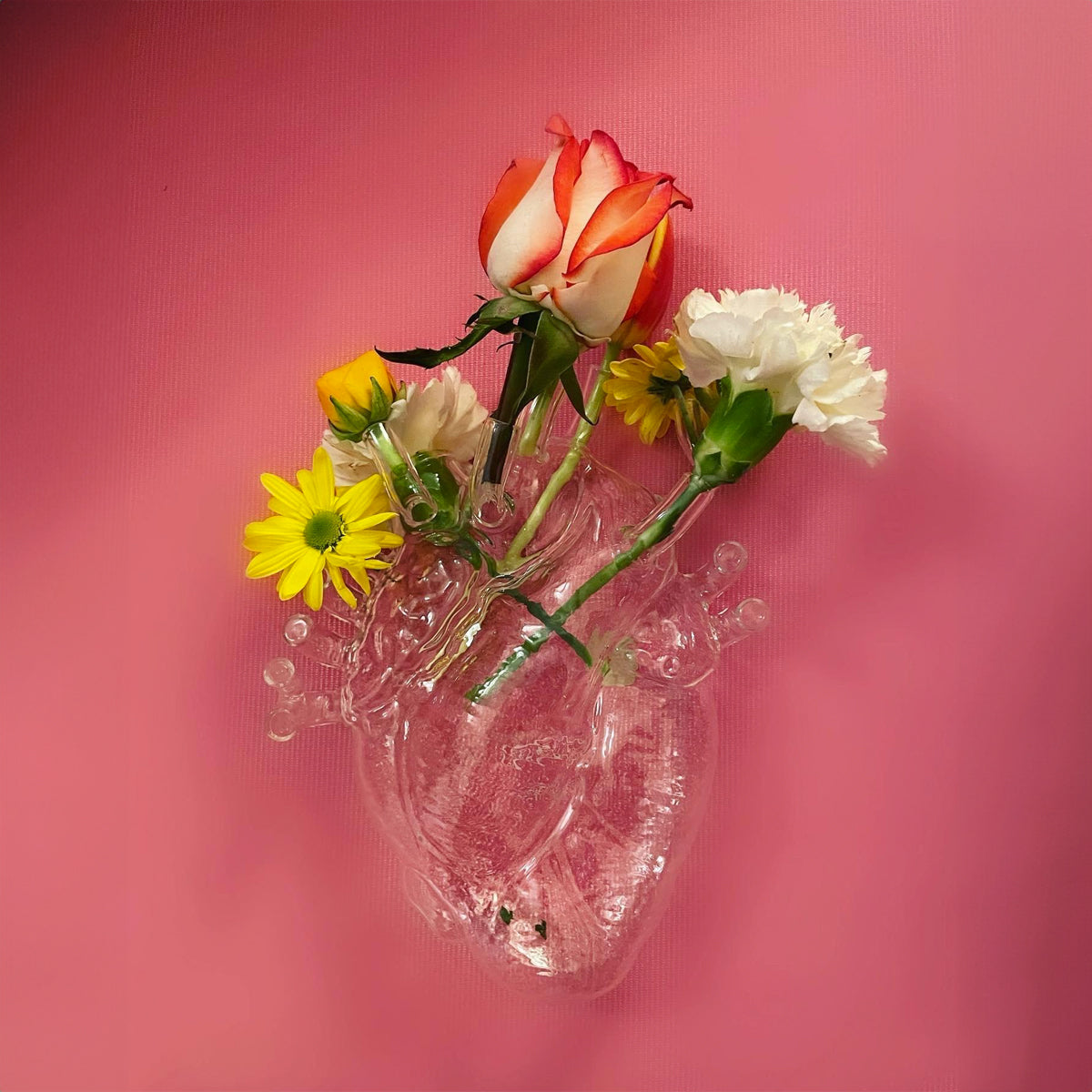 Love in Bloom Glass Heart Vase - Seletti