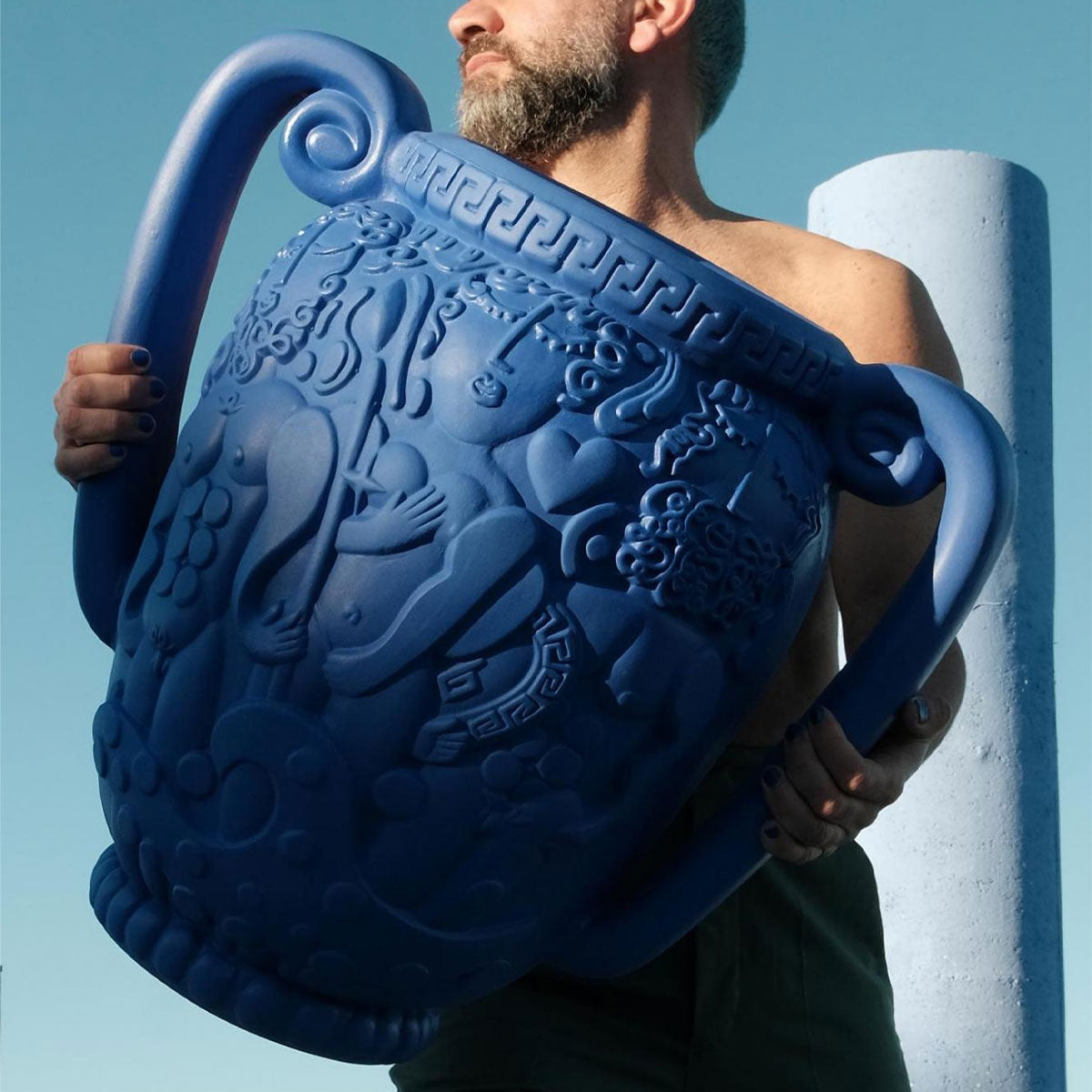 Magna Graecia Terracotta Amphora Blue - Seletti