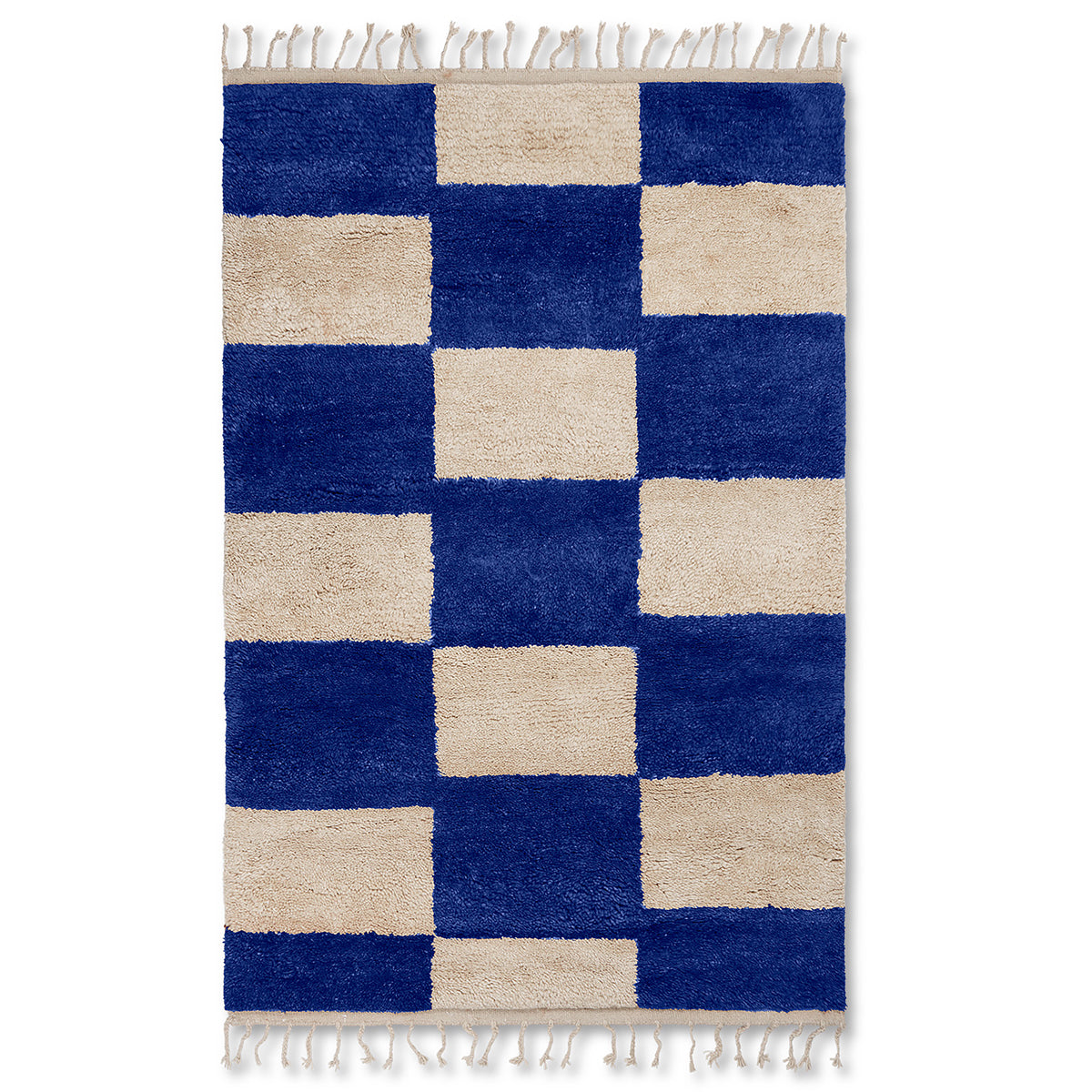 Mara Knotted Rug Large Blue &amp; Off White - ferm LIVING