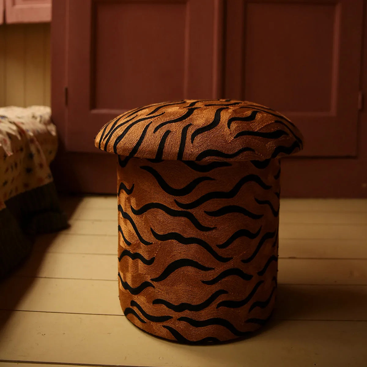 Maya Tiger Embroidered Stool - Doing Goods