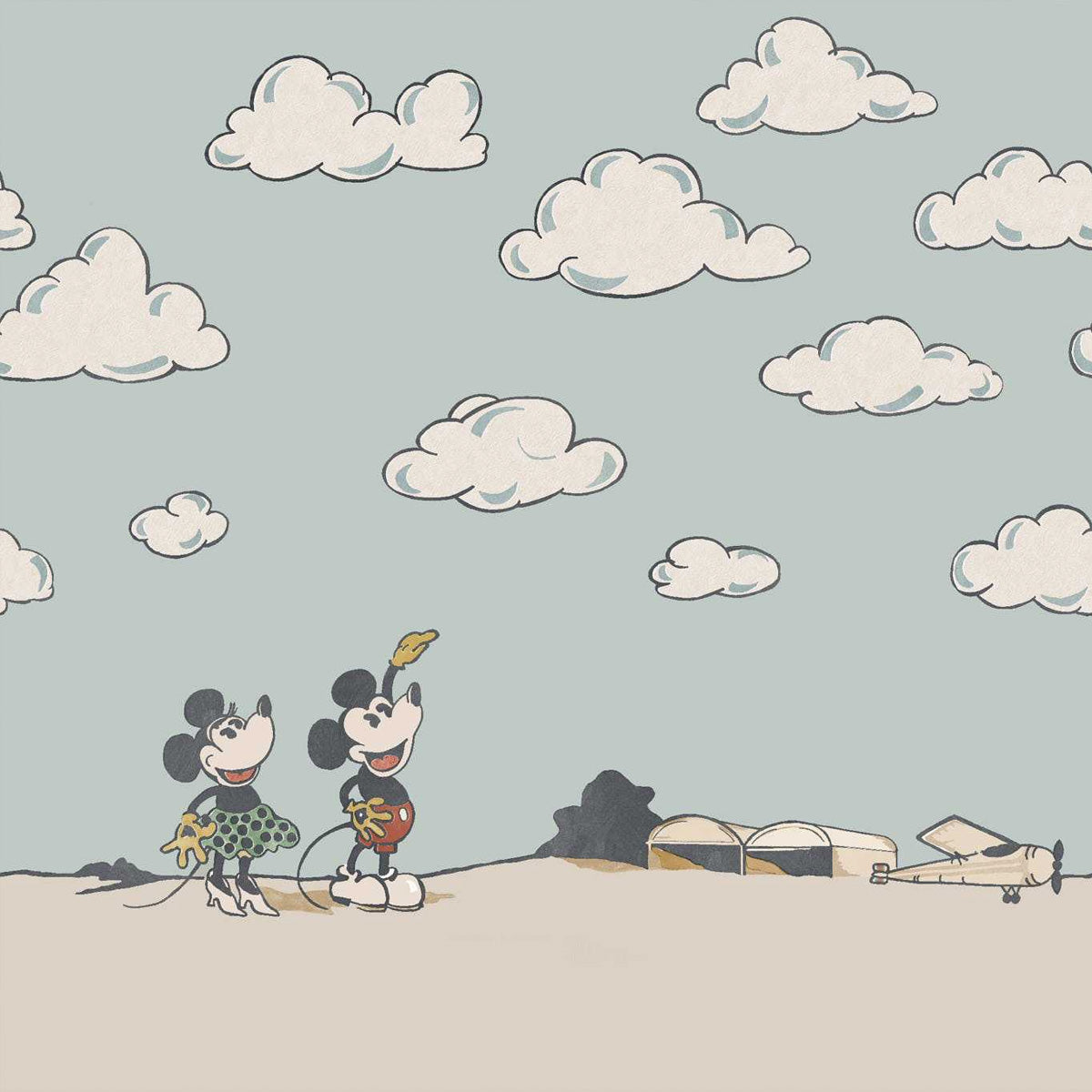 Sanderson X Disney &#39;Mickey In The Clouds - Sea Salt&#39; Wallpaper