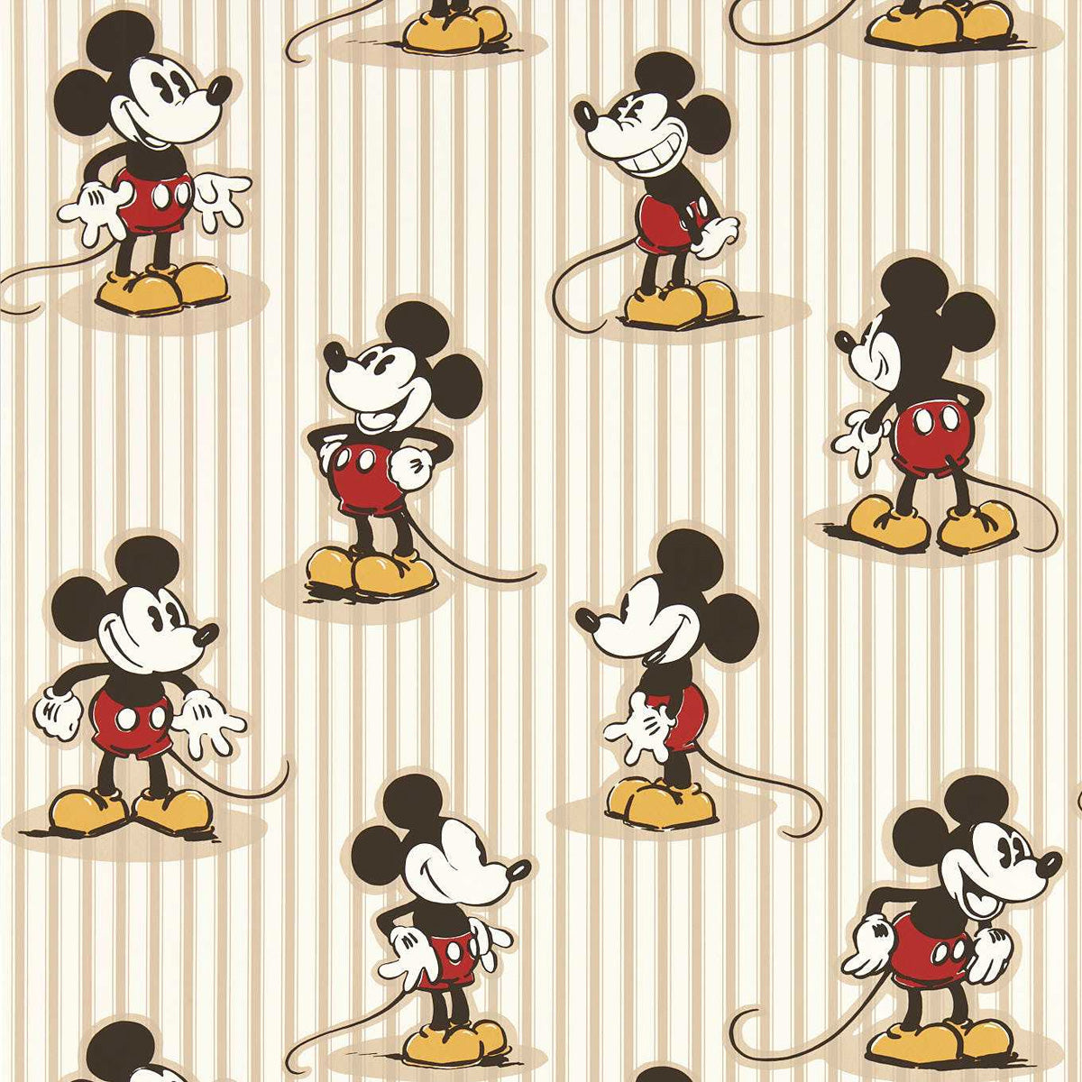 Sanderson X Disney &#39;Mickey Stripe - Peanut&#39; Wallpaper