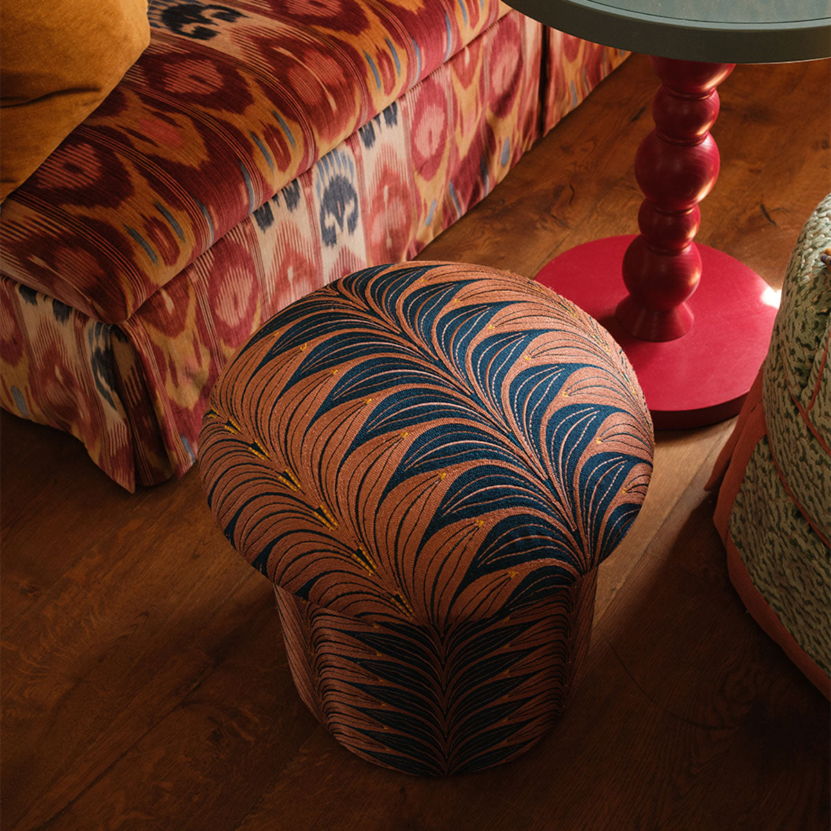 Milo Palm Embroidered Stool - Doing Goods