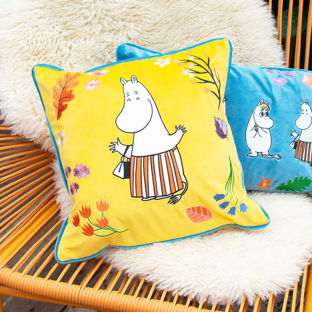 Moominmamma Embroidered Velvet Cushion Cover - Karen Mabon