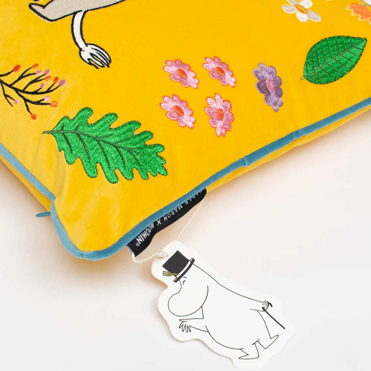 Moomintroll Embroidered Velvet Cushion Cover - Karen Mabon