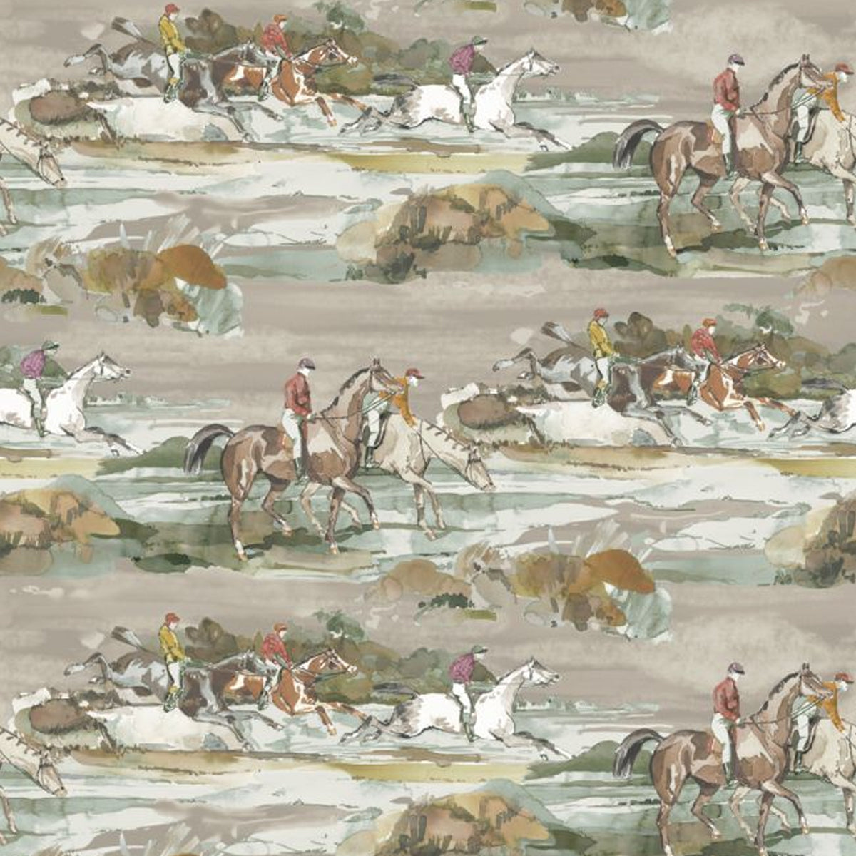 Mulberry Home &#39;Morning Gallop - Grey/Sand&#39; Wallpaper