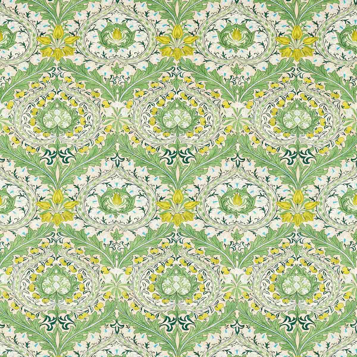 Morris &amp; Co &#39;Merton - Leaf Green/Sky&#39; Fabric