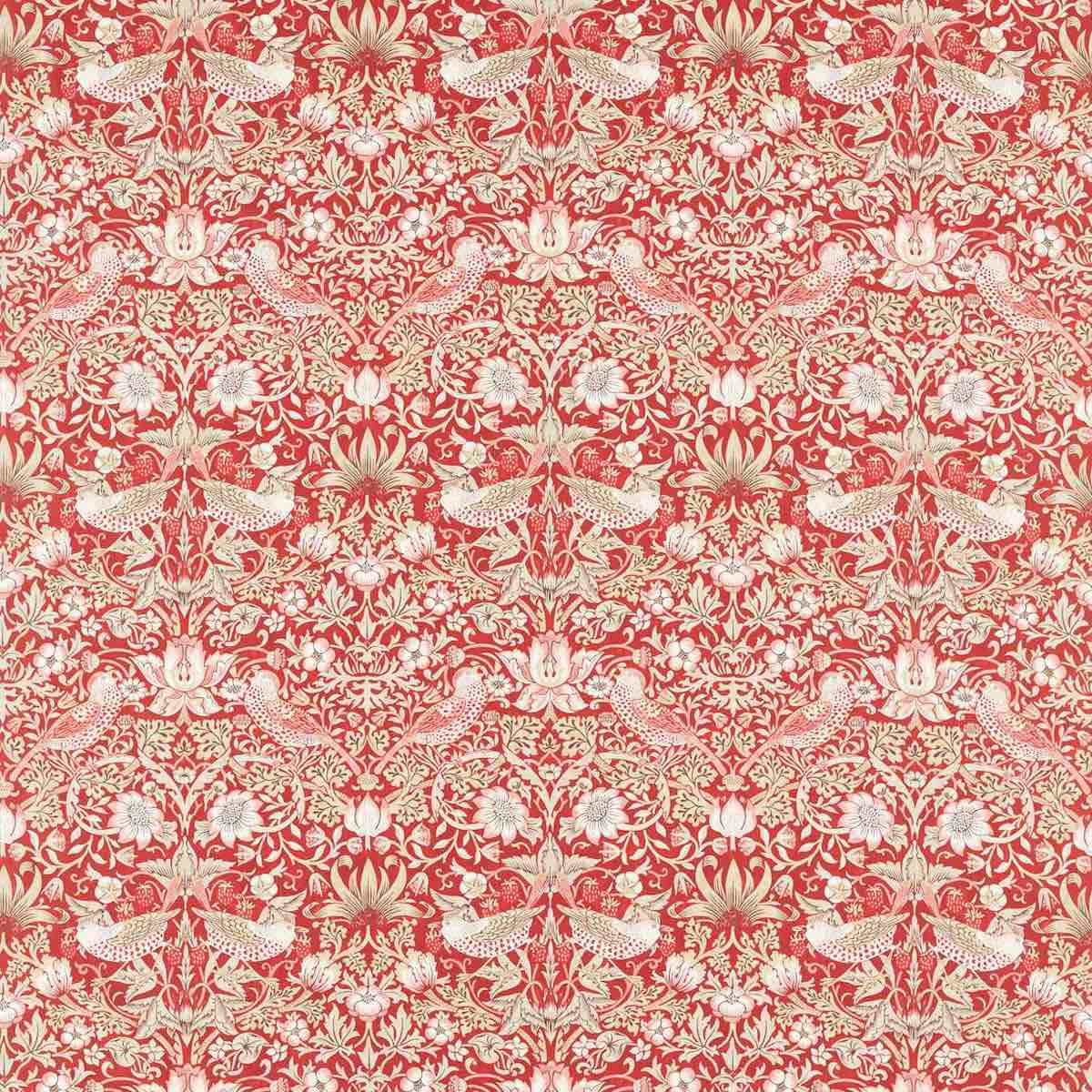 Morris &amp; Co &#39;Strawberry Thief - Indian Red&#39; Fabric