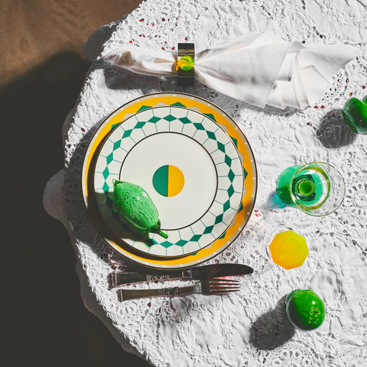 Shelby Napkin Rings Yellow/Green &amp; Grey/Neon Yellow - Reflections Copenhagen