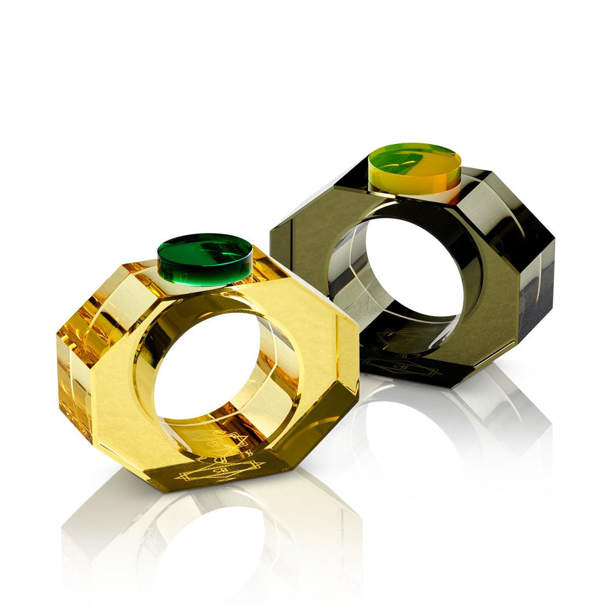 Shelby Napkin Rings Yellow/Green &amp; Grey/Neon Yellow - Reflections Copenhagen