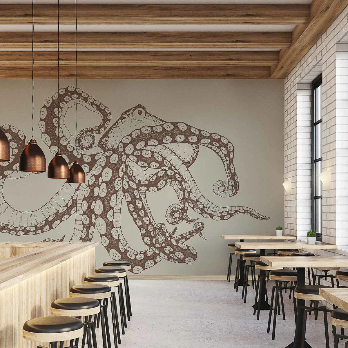 Octopus X-Ray Mural Wallpaper - Coordonne