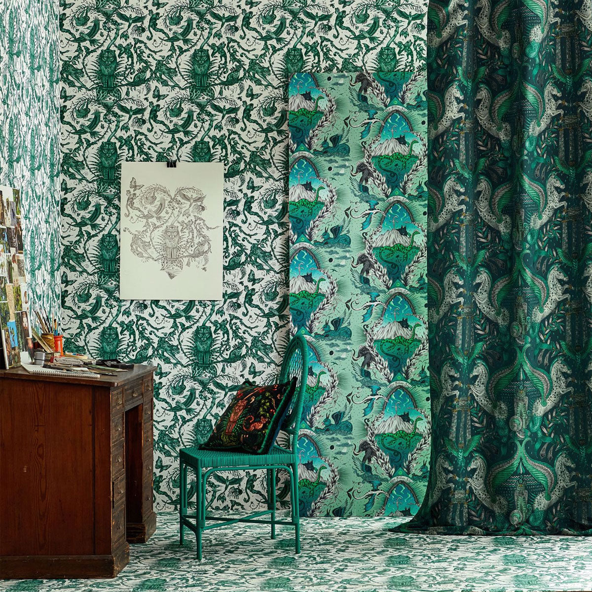 Odyssey Mythos Jacquard Fabric - Clarke &amp; Clarke X Emma Shipley