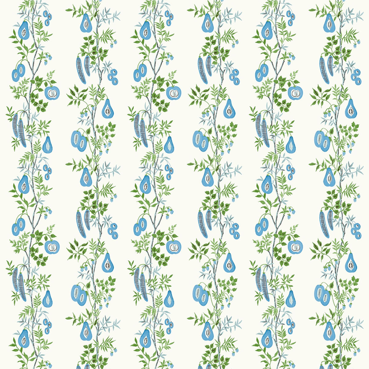 Scion On The Vine fabric – Cornflower/Kelly Green (1)