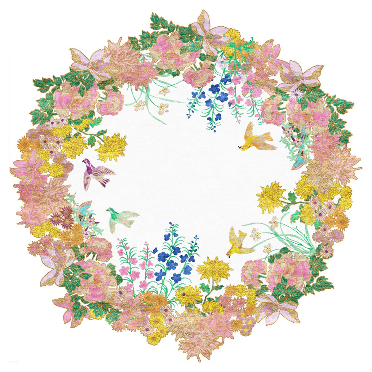 One Hundred Flowers Circular Hand Tufted Rug - Wendy Morrison Design