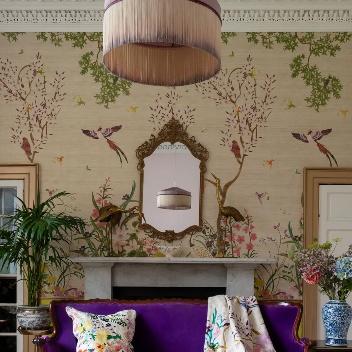 One Hundred Birds One Hundred Flowers Wallpaper - Wendy Morrison Design