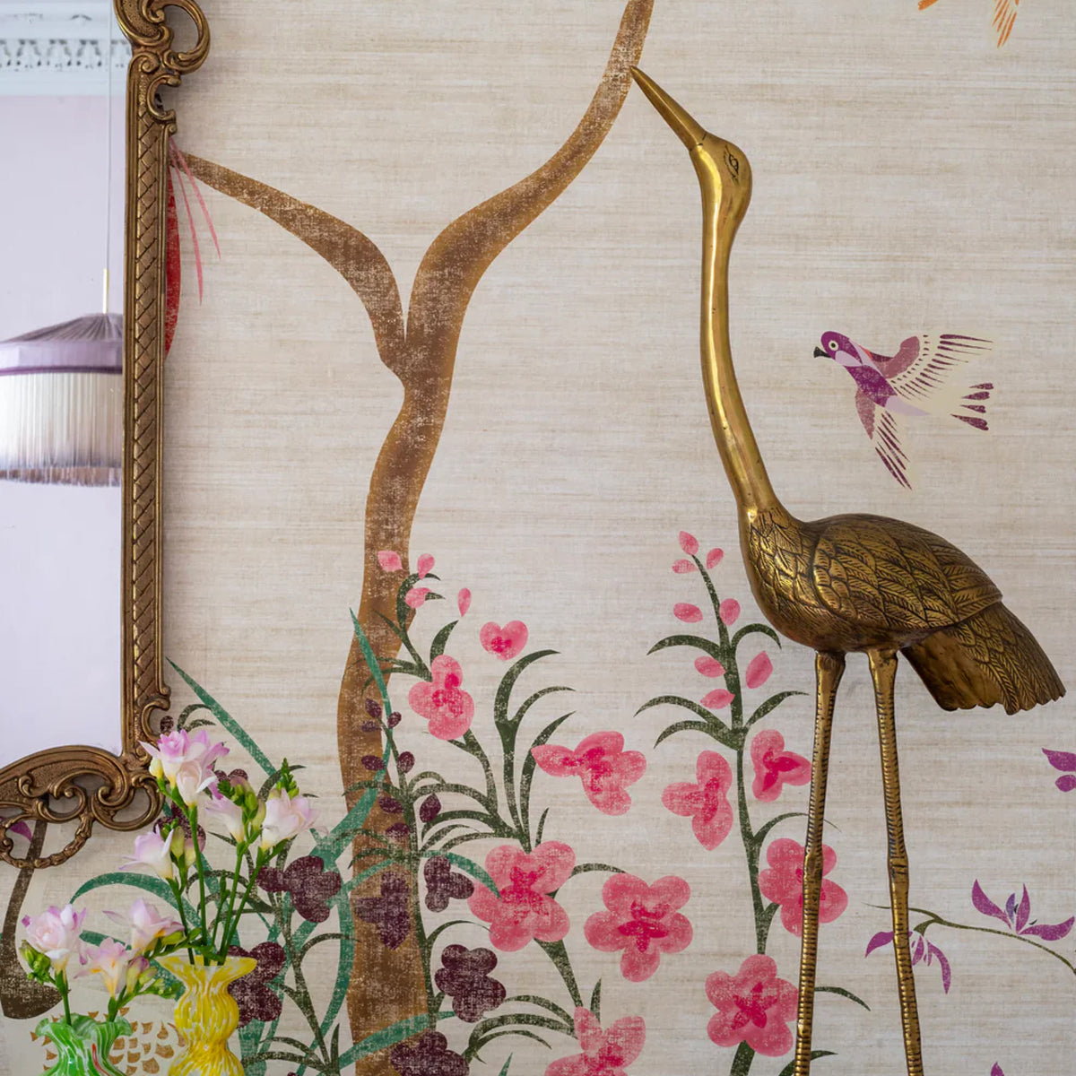 One Hundred Birds One Hundred Flowers Wallpaper - Wendy Morrison Design