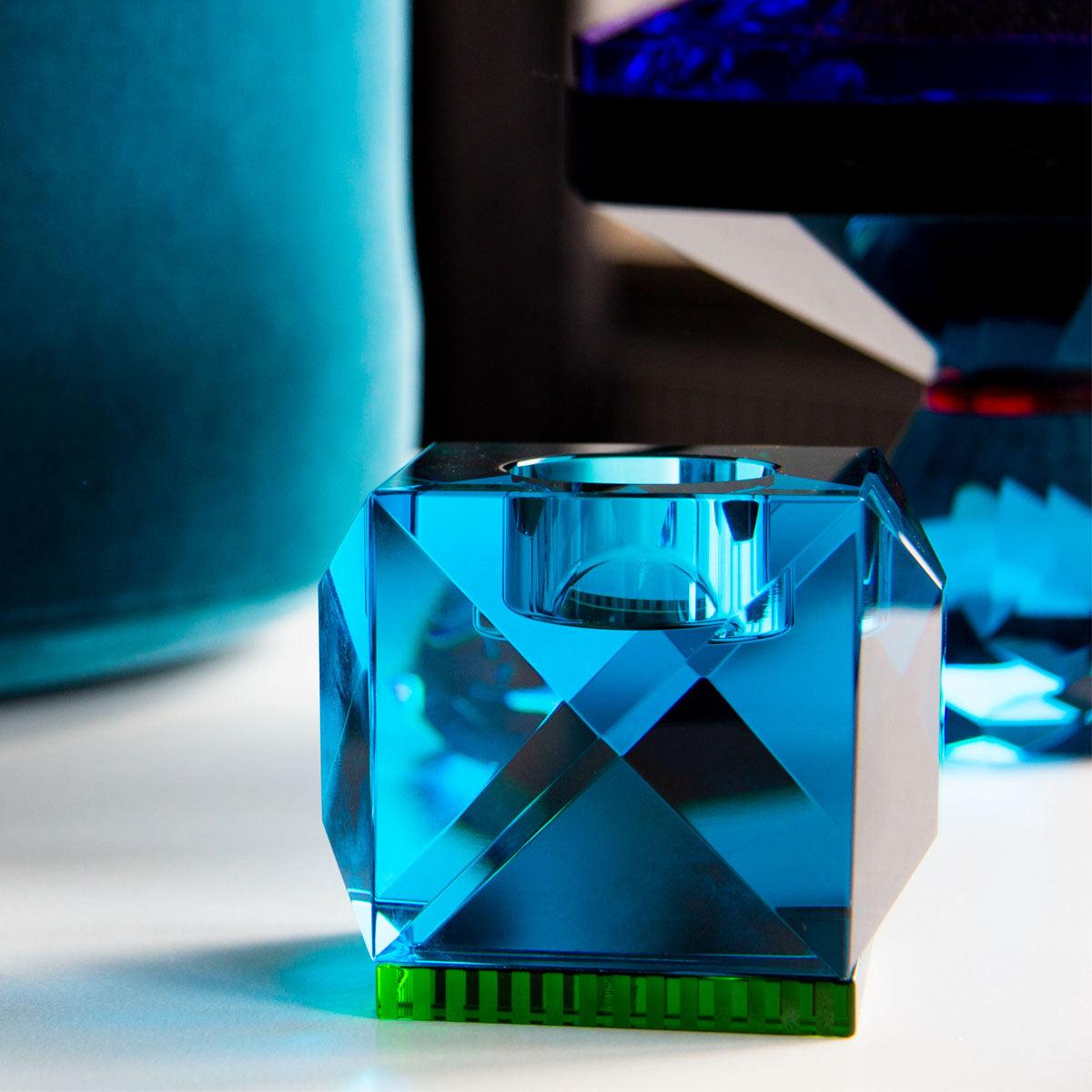 Ophelia Crystal Tea-Light Holder Azure/Green - Reflections Copenhagen