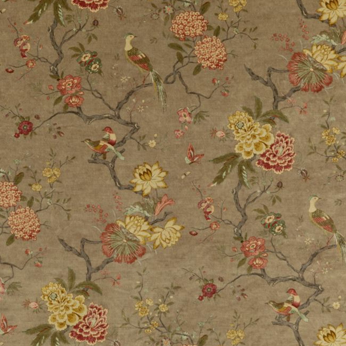 GP&amp;J Baker Oriental Bird Velvet Fabric