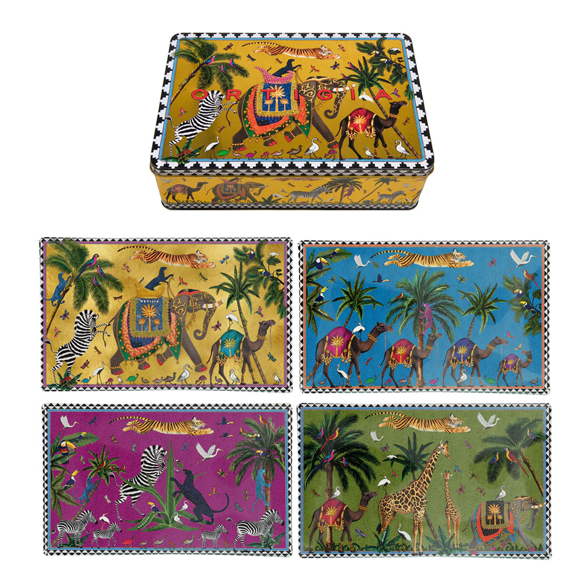Flying Tiger Tin & 4 Glass Plates Gift Set - Ortigia