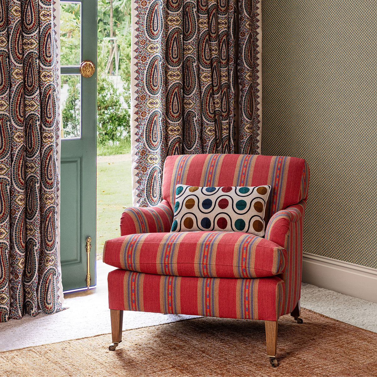 Paisley Stripe Fabric - Mulberry Home