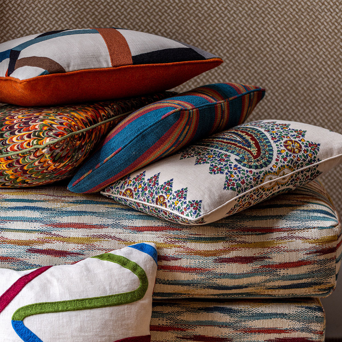Paisley Stripe Fabric - Mulberry Home