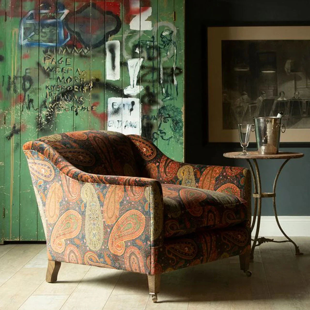 Peregrine Paisley Velvet Fabric - Mulberry Home