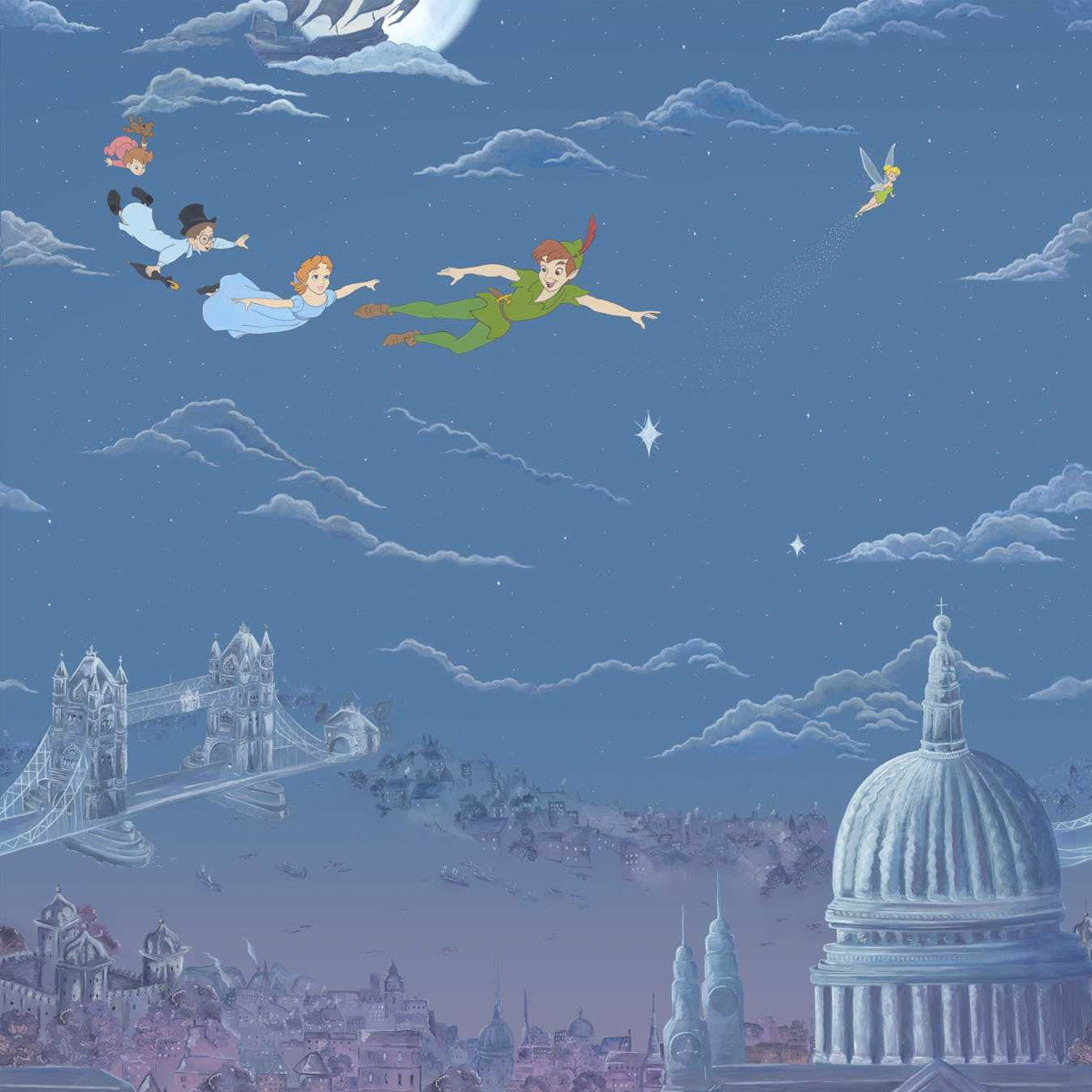 Sanderson X Disney &#39;Peter Pan - Evening Blue&#39; Wallpaper