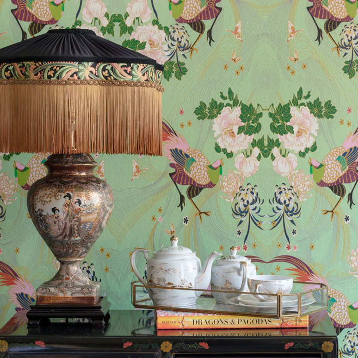 Phoenix Green Wallpaper - Wendy Morrison Design