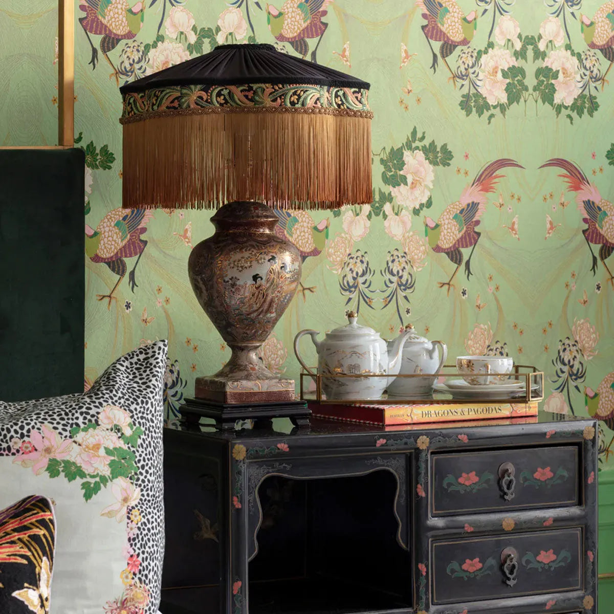 Phoenix Green Wallpaper - Wendy Morrison Design - Courthouse Interiors