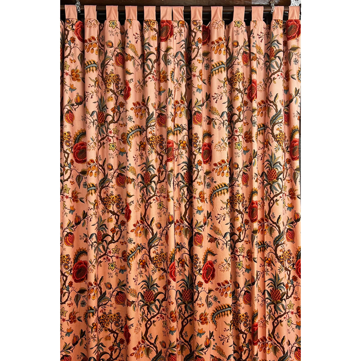 Pompadour Blush Printed Velvet Panel Curtain