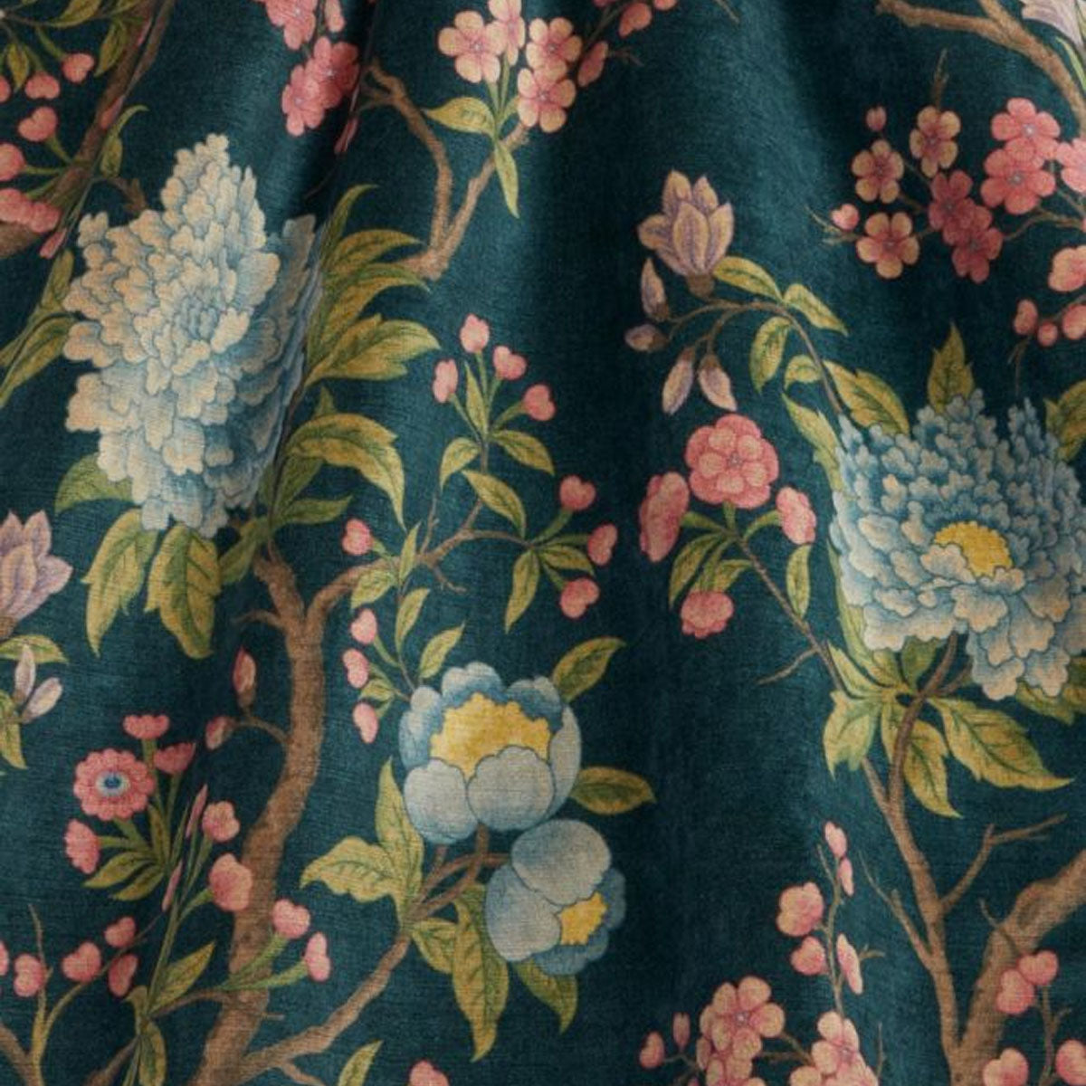 Porcelain Trail Velvet Fabric - Liberty