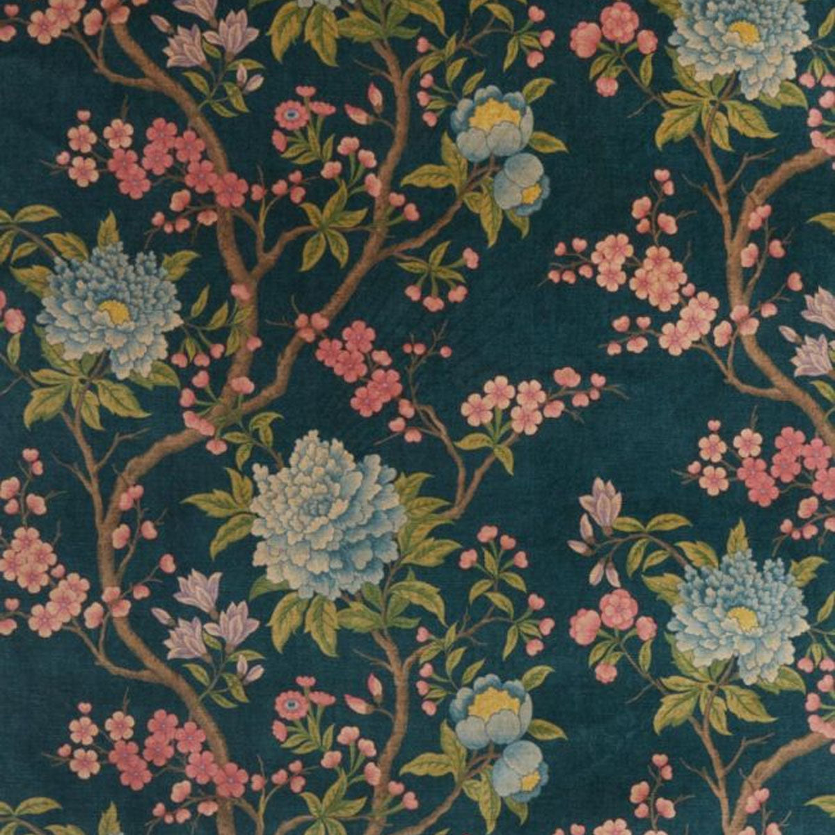 Porcelain Trail Velvet Fabric - Liberty