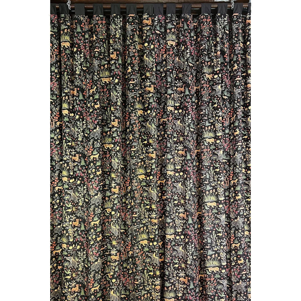 Raj Onyx Printed Velvet Panel Curtain