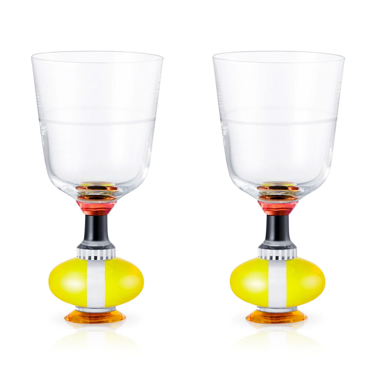 Richmond Short Crystal Glasses Set of 2 Clear/Black/Coral/Yellow - Reflections Copenhagen