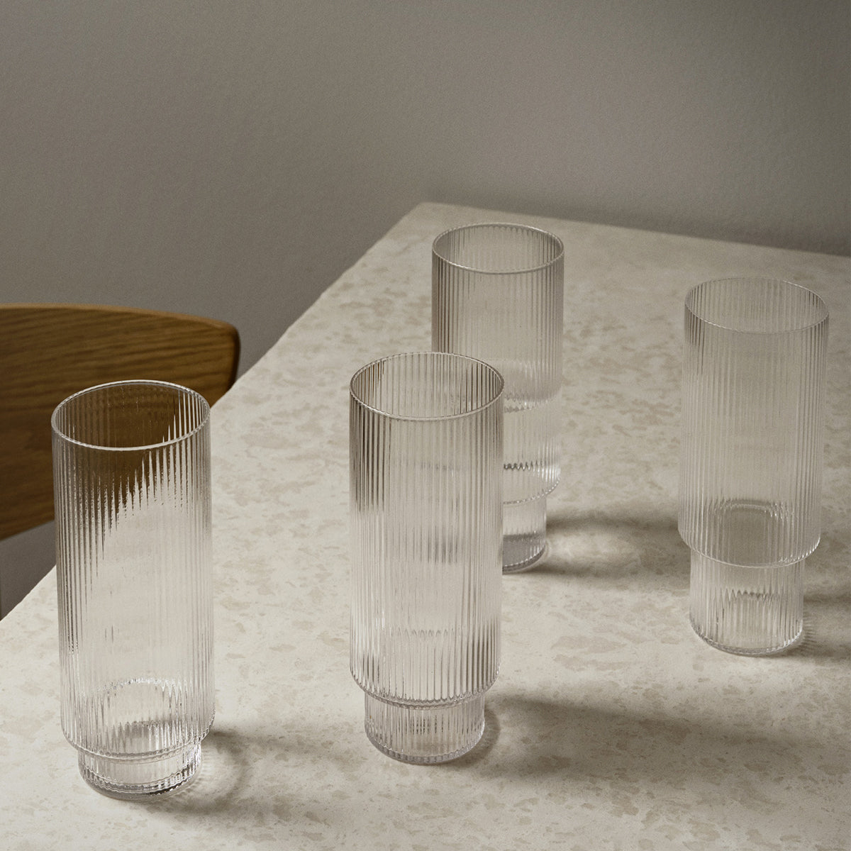Ripple Long Drink Glasses Set of 4 Clear - ferm LIVING